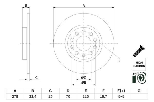 BOSCH Bremsscheibe 0 986 479 H24