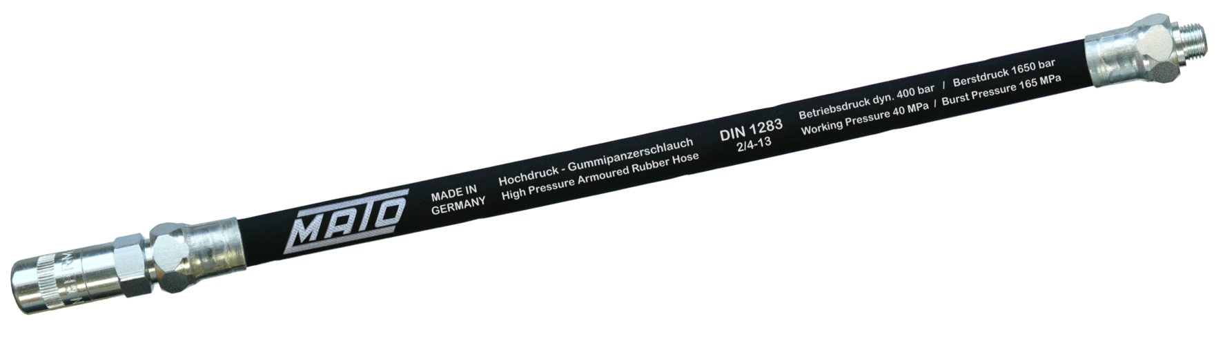 MATO-Hochdruck-Gummipanzerschlauch RH-100C mit 4-Backen-Hydraulik-Greifmundstück