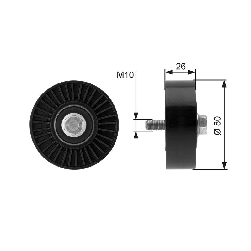 GATES Umlenk-/Führungsrolle, Keilrippenriemen T36369
