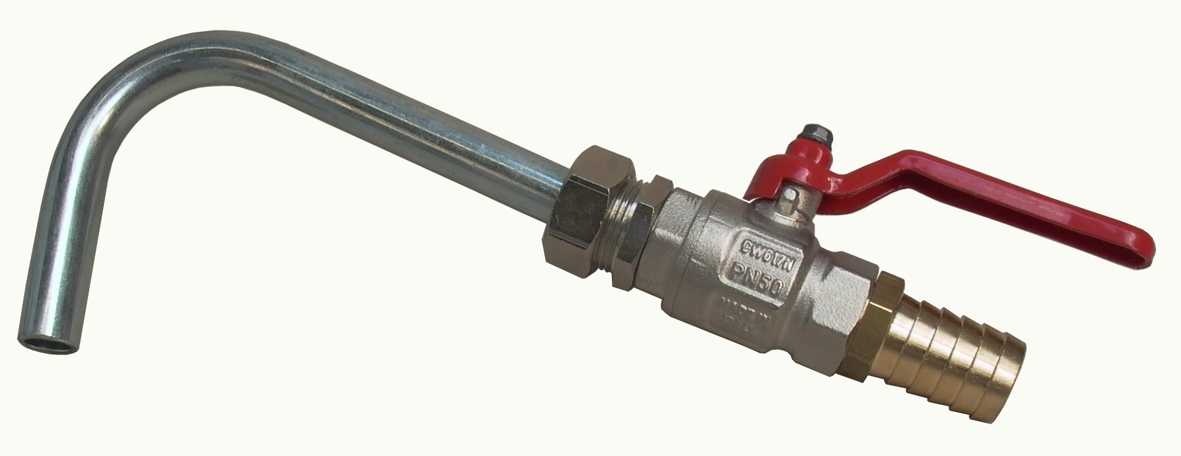 Kugelhahn mit Schlauchtülle für Aluminium-Kurbelpumpe RP 100-d