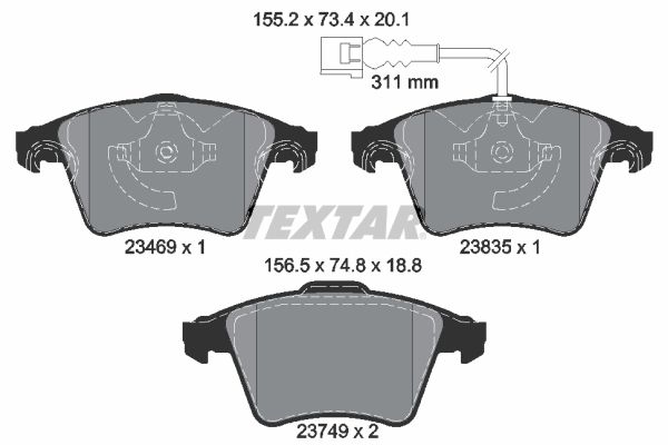 TEXTAR Bremsbelagsatz, Scheibenbremse 2346901