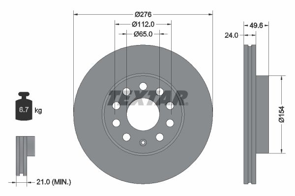 TEXTAR Bremsscheibe 92271905