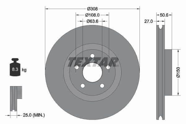TEXTAR Bremsscheibe 92306703