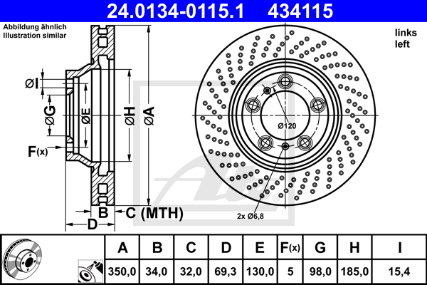 ATE Bremsscheibe 24.0134-0115.1
