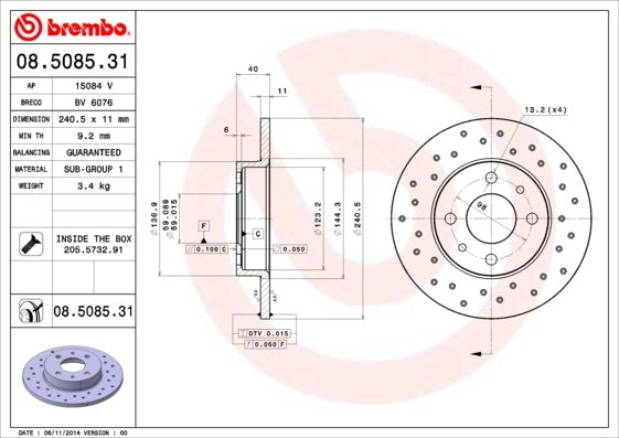 BREMBO Bremsscheibe 08.5085.31