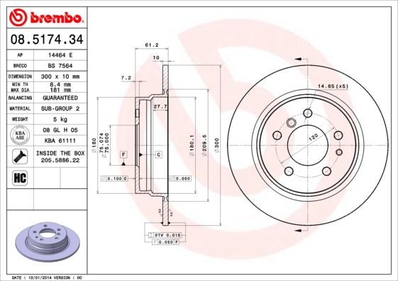 BREMBO Bremsscheibe 08.5174.34