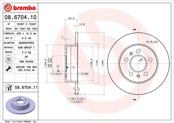 BREMBO Bremsscheibe 08.6704.11