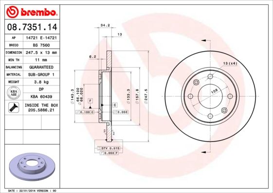 BREMBO Bremsscheibe 08.7351.14
