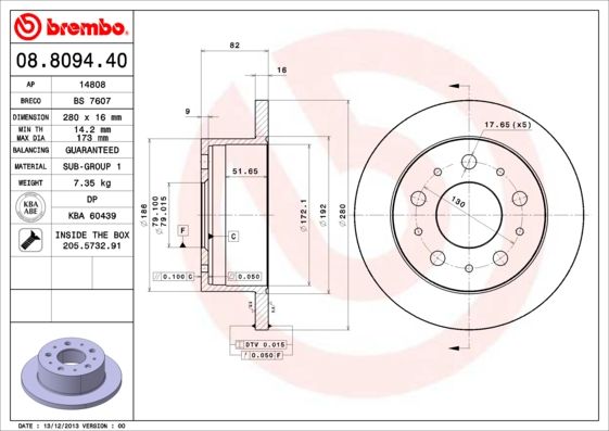 BREMBO Bremsscheibe 08.8094.40