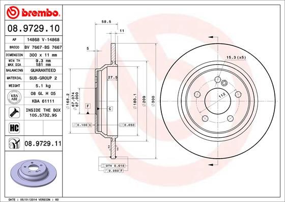 BREMBO Bremsscheibe 08.9729.11