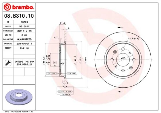 BREMBO Bremsscheibe 08.B310.10