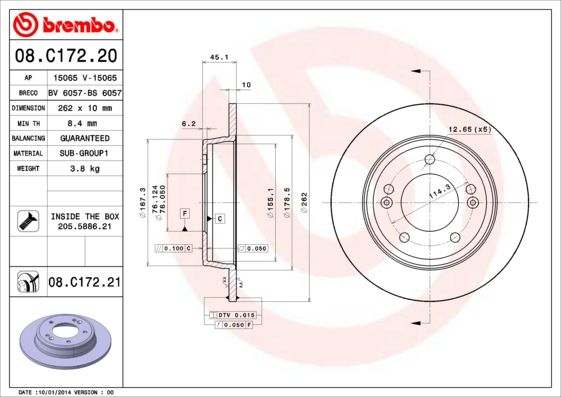 BREMBO Bremsscheibe 08.C172.21