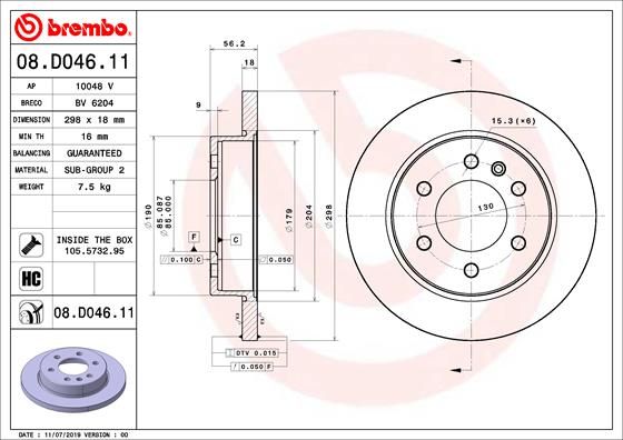 BREMBO Bremsscheibe 08.D046.11