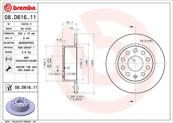 BREMBO Bremsscheibe 08.D616.11