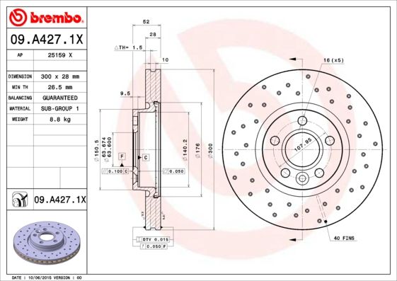 BREMBO Bremsscheibe 09.A427.1X