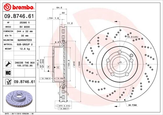 BREMBO Bremsscheibe 09.B746.61