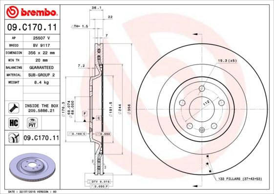 BREMBO Bremsscheibe 09.C170.11