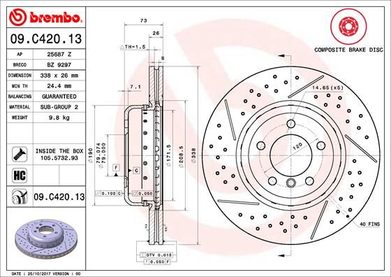 BREMBO Bremsscheibe 09.C420.13