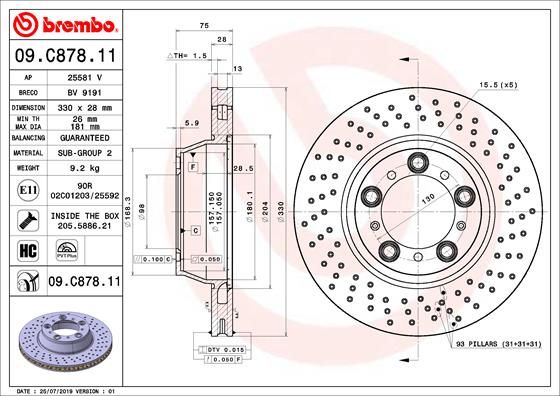 BREMBO Bremsscheibe 09.C878.11
