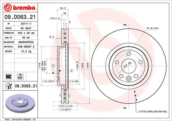 BREMBO Bremsscheibe 09.D063.21