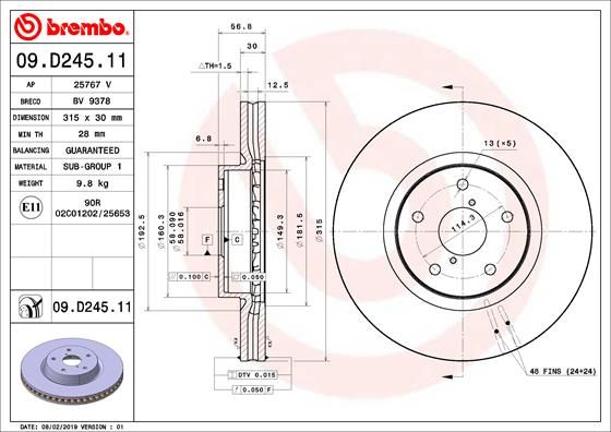 BREMBO Bremsscheibe 09.D245.11