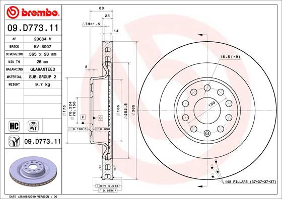 BREMBO Bremsscheibe 09.D773.11