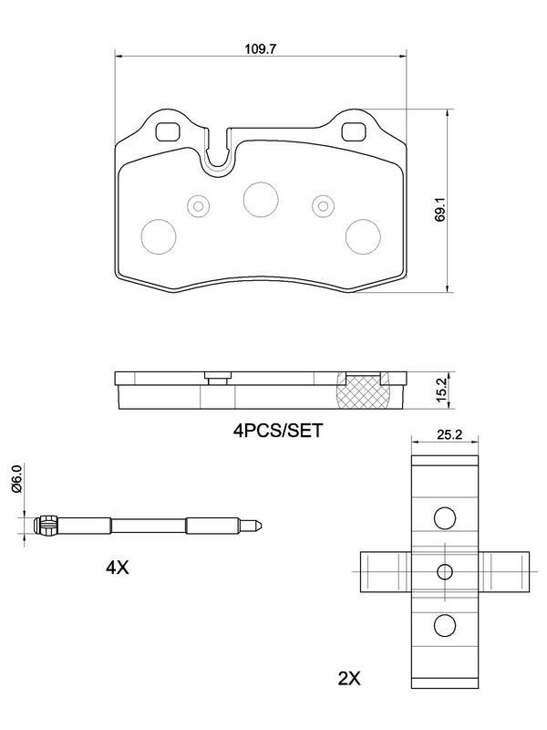 BREMBO Bremsbelagsatz, Scheibenbremse P 48 007