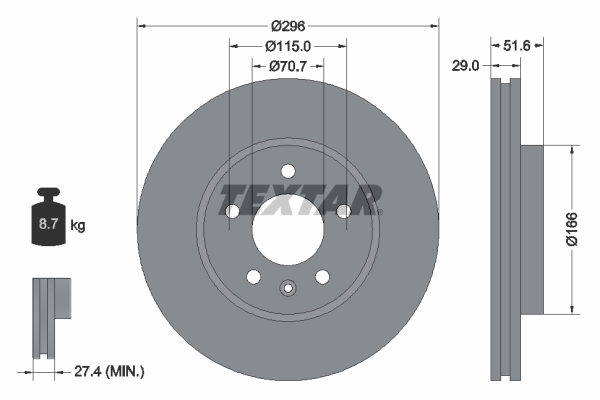 TEXTAR Bremsscheibe 92165405