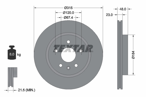 TEXTAR Bremsscheibe 92187303