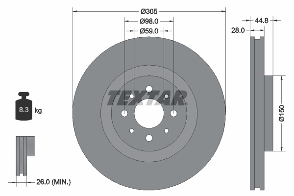 TEXTAR Bremsscheibe 92228503