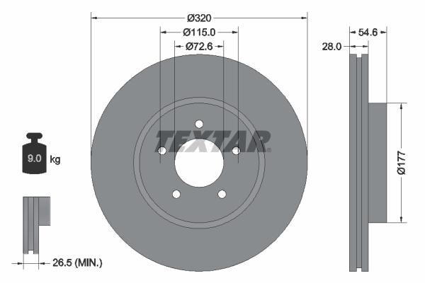 TEXTAR Bremsscheibe 92235403