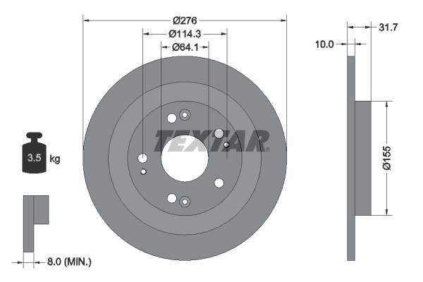 TEXTAR Bremsscheibe 92252603