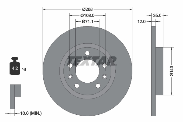 TEXTAR Bremsscheibe 92268003
