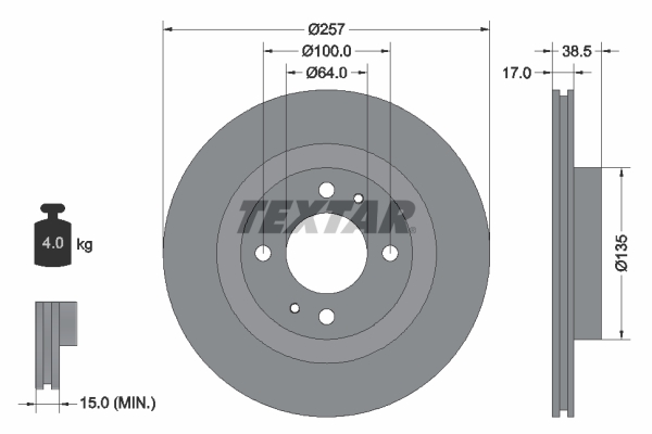 TEXTAR Bremsscheibe 92282503