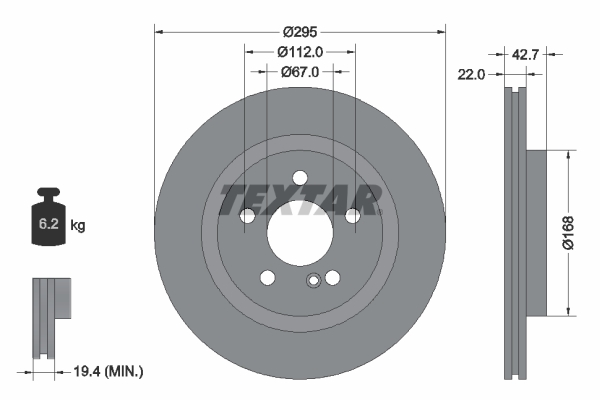 TEXTAR Bremsscheibe 92286903
