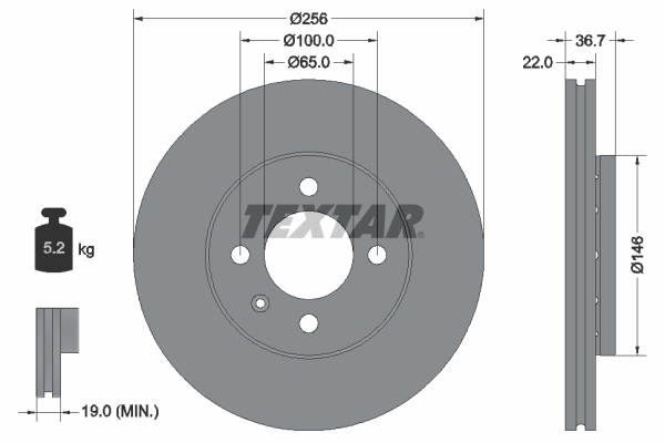 TEXTAR Bremsscheibe 92287003