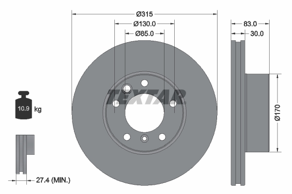 TEXTAR Bremsscheibe 92304905