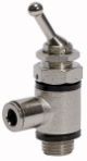 3/2-Wege-Kipphebelventile, Druckanschluss ist die Schlauchseite, Anschluss Steckverbindung Ausführung 3/2-Wege Gewinde 1/4