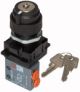 3/2-Wege-Miniaturventil, manuell betätigt, Zugschalter, bistabil, mit Schloss Anschluss M5 seitlich Funktion NC