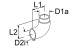 Webasto Heizluftkrümmer 90° Heizluftsystem D1a = 99/D2i 102,5; L1 = L2 = 142