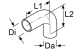 Webasto Formschlauch Heizwassersystem 90° Di = 20/Da = 27, L1 = 59, L2 = 54