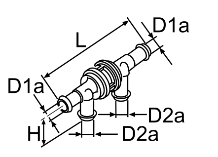 Webasto Rückschlagventil Heizwassersystem D1a = 22/D2a = 20, L = 162, H = 46